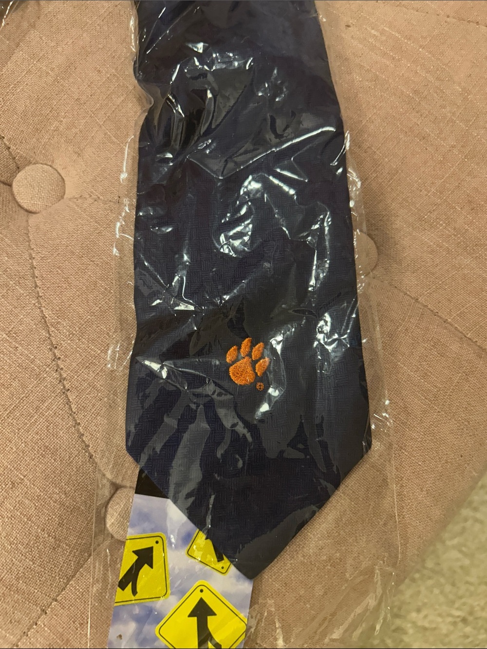 Men’s Navy Dog Paw Embroidered Tie - NWT by Merge left. Great gift